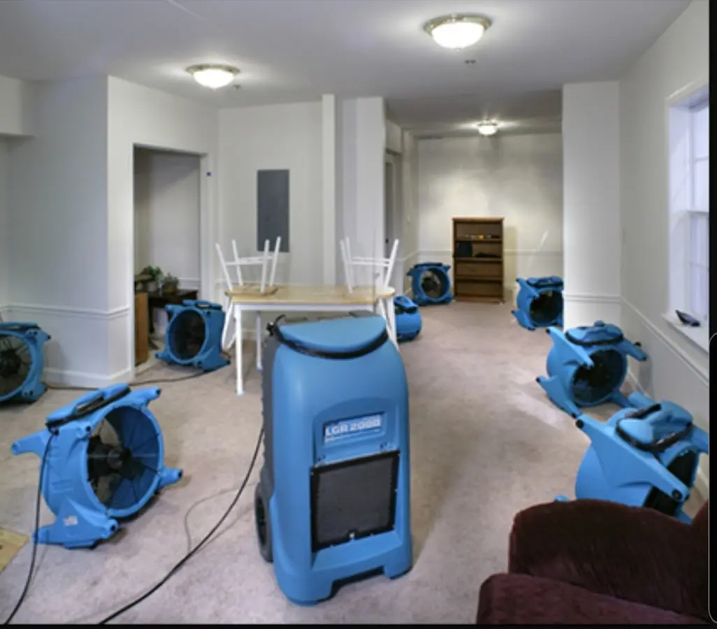 Air movers and dehumidifier setup for Water Extraction & Removal in Moraga